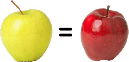 yellow apple equals red apple